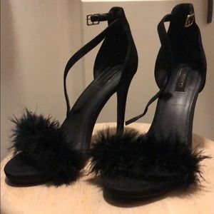 Black, fuzzy heels